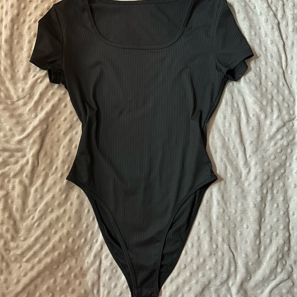 Black Ribbed Bodysuit